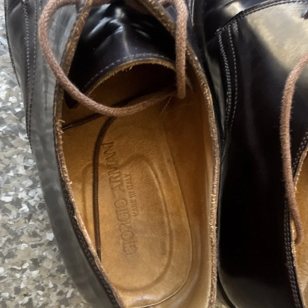 Vintage Giorgio Armani 815 Mens Size 8 Brown Leather Derby Oxfords Italy
